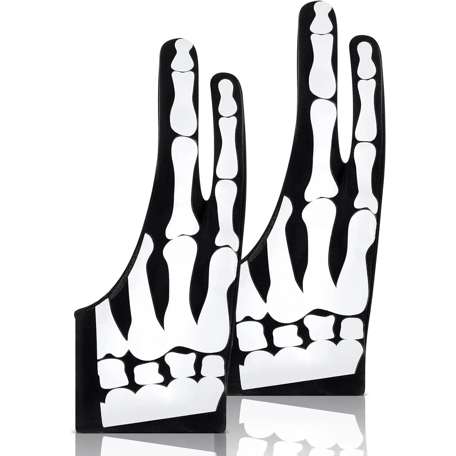 P-CPS011 Breathable Skeleton Print 2-Pack 2-Finger Drawing Glove for Right Hand, Digital/Writing Tablets, Pad Painting & Writing, 2.76x7.28in, Two-Pack