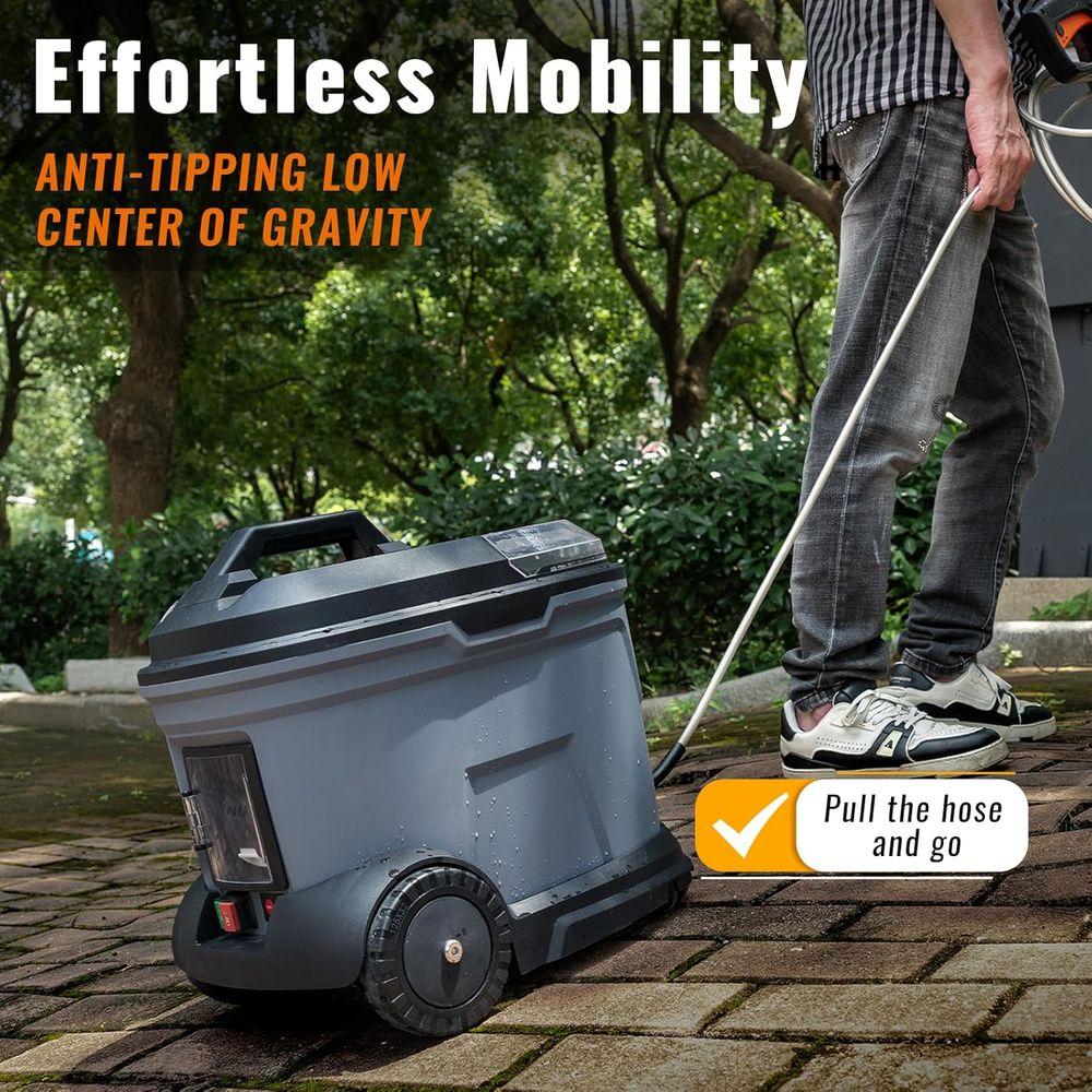 cPX4000 Portable Cordless Pressure Washer with 4.5 Gallon Tank & 4 Wheels, 4.0Ah Battery Powered Pressure Washer, Max 725 PSI fo