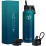 HydroPal 40oz Classic 18/8 Stainless Steel Vacuum Flask Water Bottle - Double-Walled Insulated Wide Mouth Powder-Coated Tumbler Container, Leak-Proof Spout, BPA-Free Brush-Clean Straws, 12h Hot Hold Portable Travel Drinkware (40oz Rose Option)