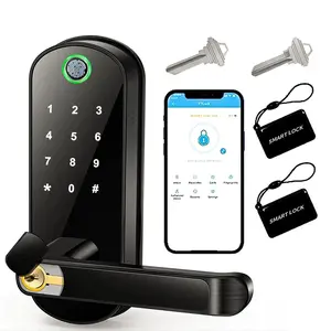 1pc Smart Door Lock, Fingerprint Door Lock, Keyless Entry Door Lock With Keypad, APP Controll TT Lock, With NFC, Digital Door Lock With Reversible Handle For Home, Rental, Office And Hotel