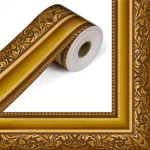 1roll imitation retro gold border Adhesive stickers, works, bulletin board imitation border stickers, imitation photo frame border decoration stickers, bulletin board, blackboard decoration, party decoration stickers (this is a sticker, not a real frame)