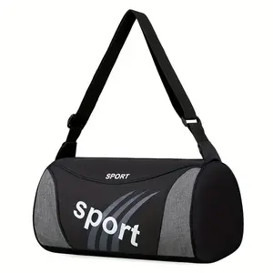 Men's Nylon Travel Duffle Bag Sports Black and Gray Crossbody Shoulder Bag