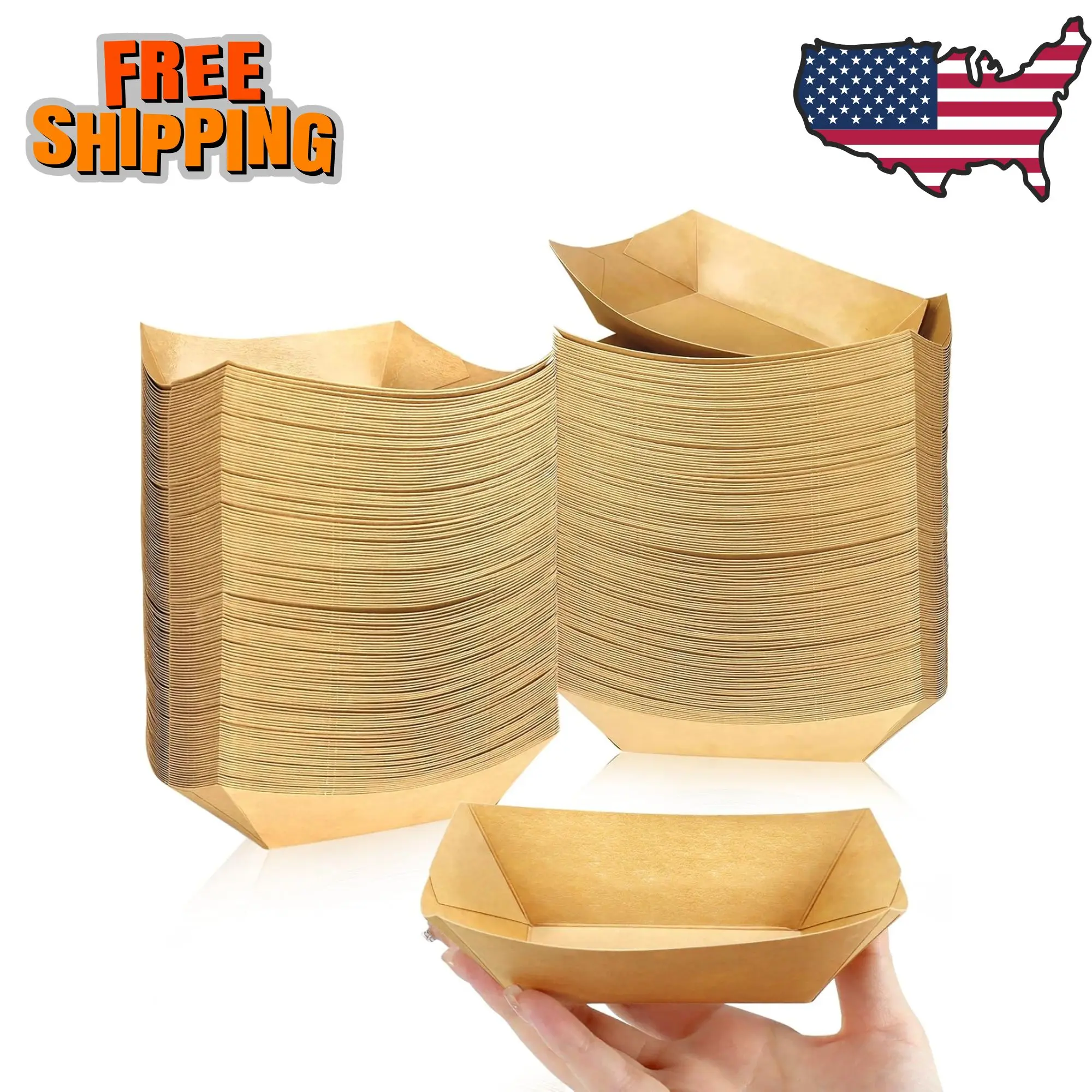 150 Pack 1/2 lb Disposable Kraft Brown Paper Food Boats Hot Dog Trays Bulk