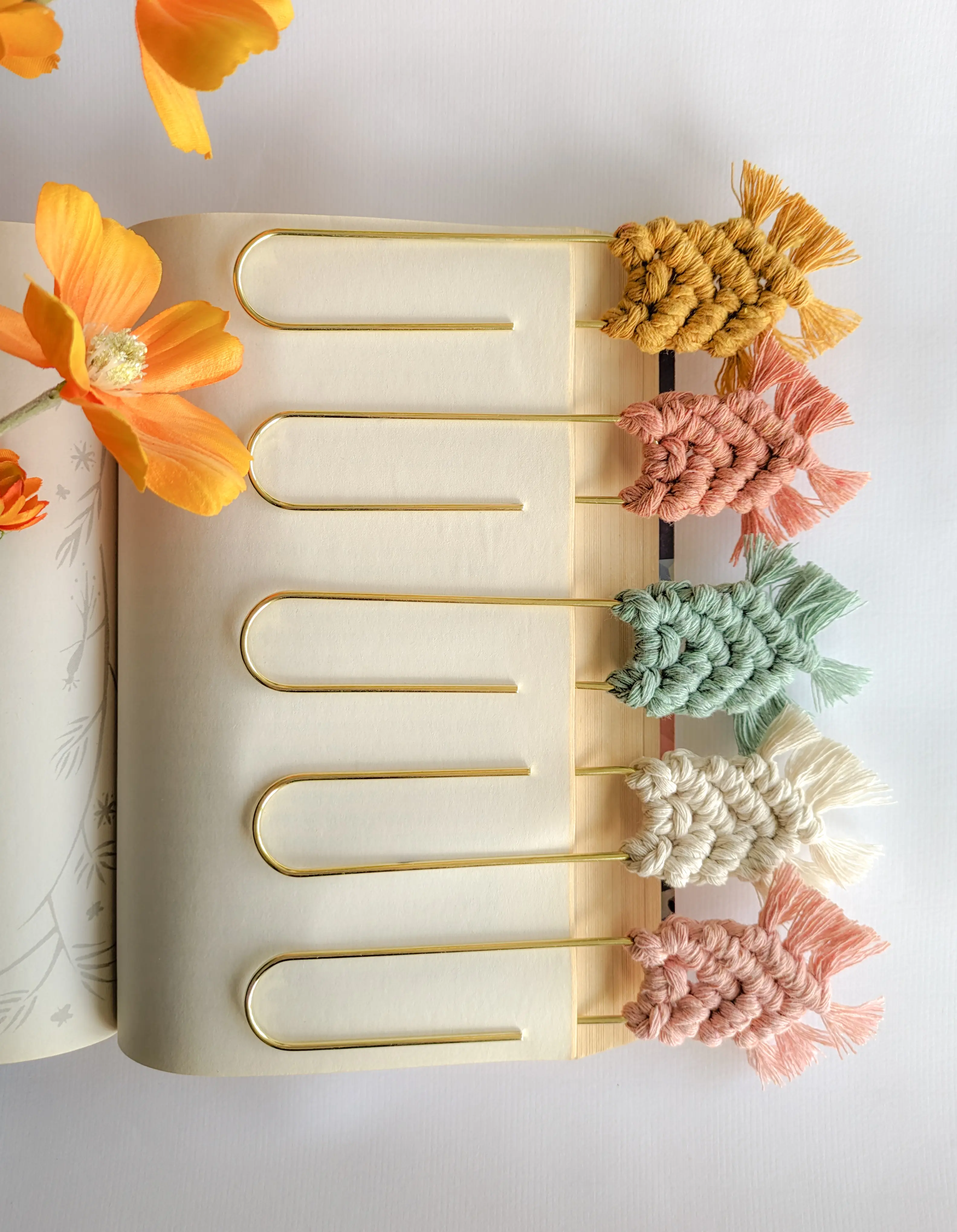 Jumbo Macrame Paper Clip/ Bookmark for Office Binding Supplies - Handcrafted from Recycled Cotton Macrame with Boho Elegance