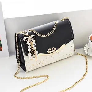 Elegant Women's Chain Crossbody Bag, Butterfly Knot Flip Cover Shoulder Bag, Daily Party Use, Light Luxury Heart Envelope Bag