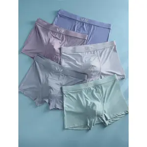Men's 5Pcs "VIP" Letter Solid Breathable Boxer Briefs, Regular Fit Casual Panties, Fashion Comfortable Underwear Set, Summer Outfits 2024