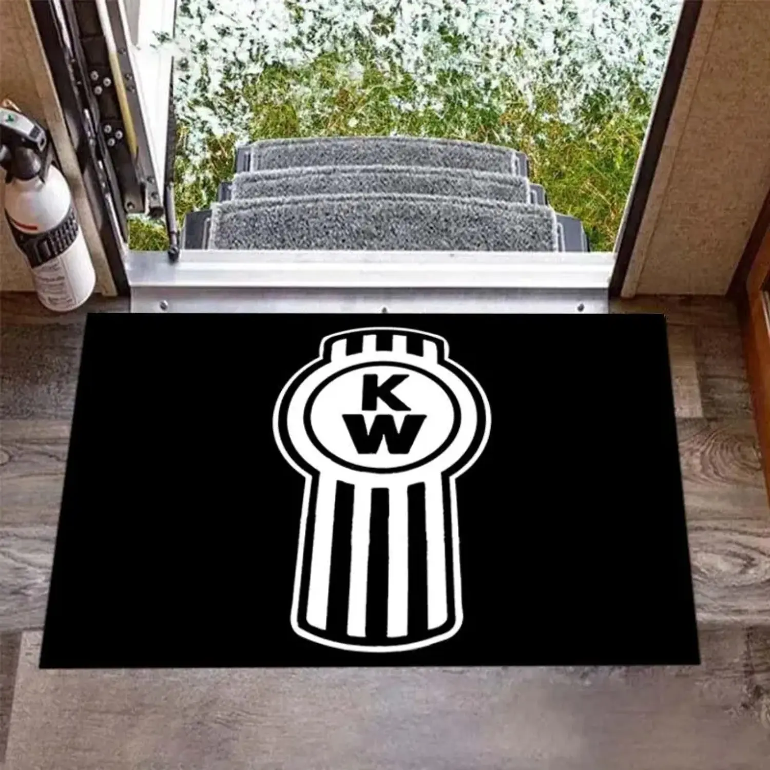 Kenworth KW Truck Logo Non-Skid Rubber Floor Mat, "The World's Best" Trucker Rug, Durable Industrial-Style Mat for Garage & Man Cave, High-Definition Semi-Truck Enthusiast Decor Gift, Non Skid Mats, Rubber Floor Mats
