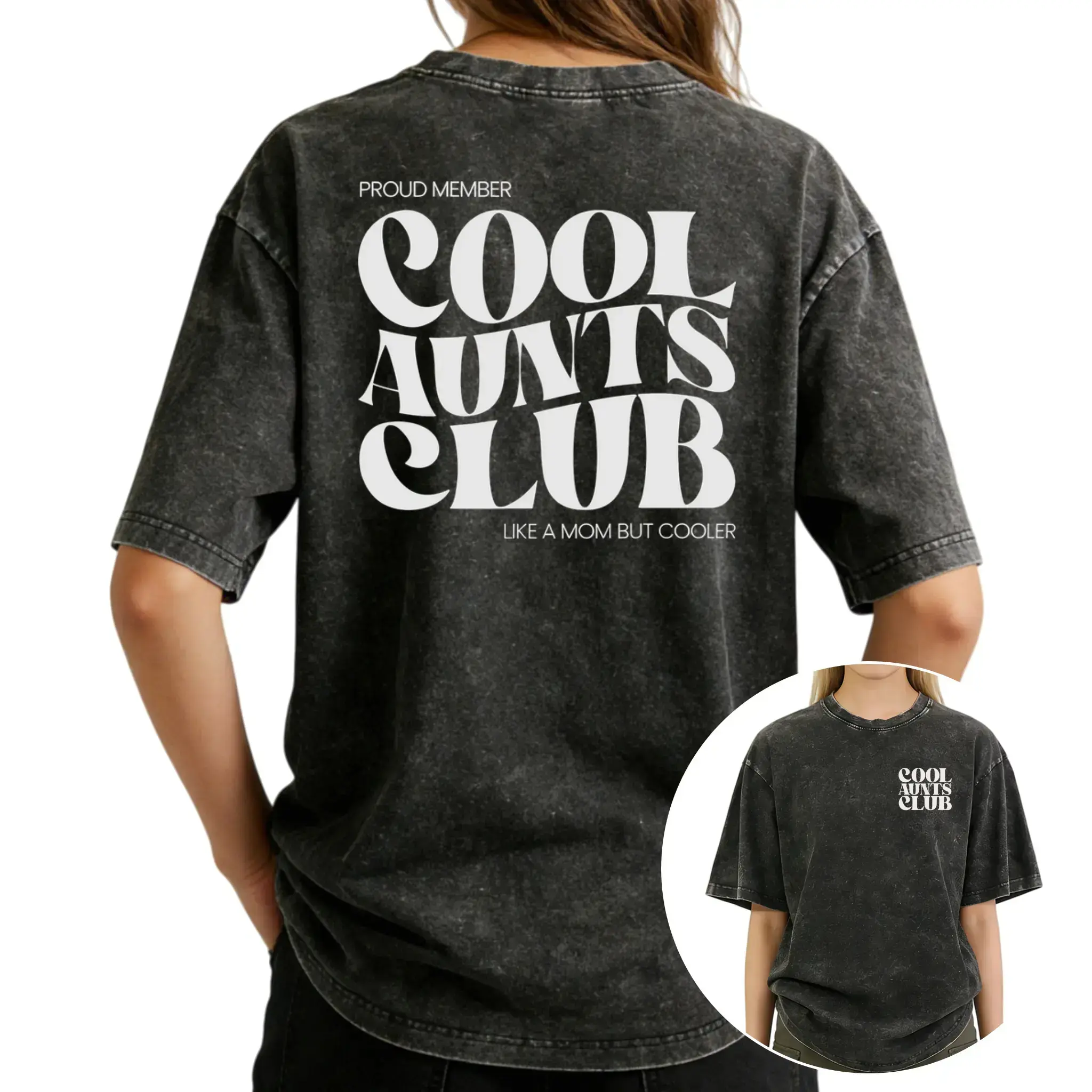 Cool Aunt Printed T-Shirt – Soft Washed , Great Gift for Sisters & Aunts
