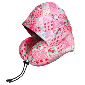 U-Shaped Memory Foam Pillow Hooded Travel Neck Pillow Long Flights Privacy Skin-Friendly Cover for Road Trip Head&Neck Support for Plane Office Cars Sleeping & Rest