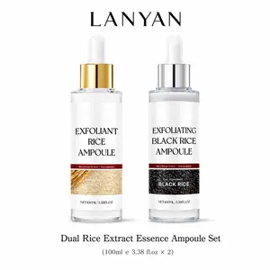Black Rice Ampoule Duo – Peel Shot Serums with White & Black Rice Extract, BHA, Niacinamide & Hyaluronic Acid – Exfoliating, Moisturizing, Blackhead Remover & Pore Refining