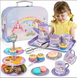 Children's afternoon tea set unicorn style, 3,4,5,6,7,8 years old girl birthday gift, toddler kitchen toy