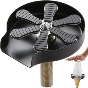 VEVOR Glass Rinser,  10 Powerful Spraying Jets 360° Rotating Cup Rinser for Sink, 304 Stainless Steel Faucet Cup Washer & Silicone Nonslip Pad for Baby Bottle, Glass Cup, Wine Glass (Matte Black Base)