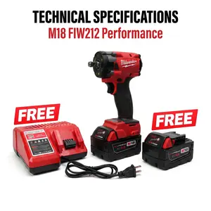 Milwaukee 300Nm Impact Wrench 1/2in Tool with Free Battery Charger