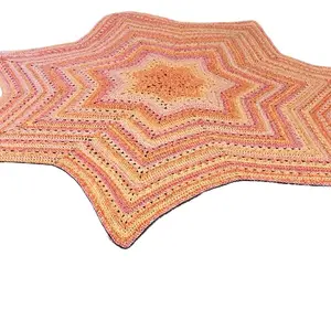 Orange and Pink Star Blanket - Crocheted Design