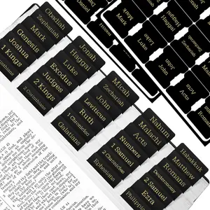 Ideal Christian Gift - Gold Foil Black Bible Tabs, 75 Tabs, Laminated Bible Index Tabs for Women and Men, Bible Book Tabs for Easy Navigation, Large Print Easy to Read