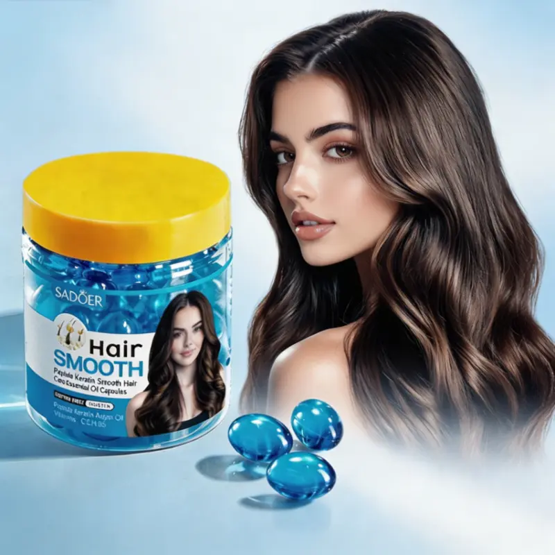 Polypeptide Keratin Rose Hair Oil Capsules 60pcs Soften Dry Frizzy Hair Anti Frizz Curl