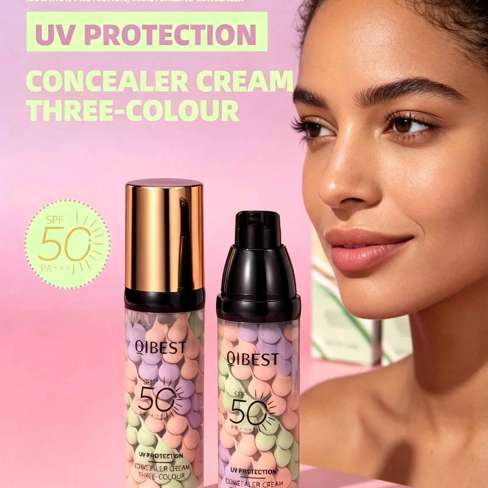 3-in-1 Color Correcting Primer Cream SPF 50 UV, Brightening Hydrating Moisturizing Oil-Control Moisturizer, Long-Lasting Makeup Base for Flawless Skin Tone Face Primer For Makeup #GLOBAL PICKS