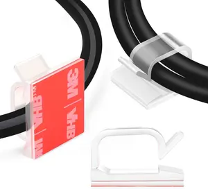 60 PCS 5/8” Adhesive Cable Wire Clips Clear, Outdoor Christmas Light Clips, Cable Staples Cable Management Wire Organizer Cord Holder for Under Desk, Car, Wall, TV PC Ethernet Cable