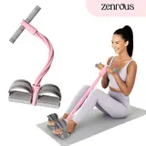 ZENROUS 2.0 Sit-up Pedal Resistance 4-Tube Set - Elasticity Bands, Adjustable Stretchable Straps, Velcro Closures, Anti-Slip Grip, Chafe-Free Pedals, Portable Exercise Equipment for Abdominal Crunch Assist, Posture Improvement