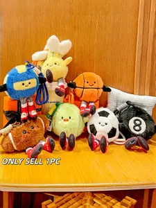 Cute Sports Ball Plush Keychain Set, Stuffed Animal Keychain, Cartoon Stuffed Soccer Basketball Keychain, Soft Plushie Bag Purse Charm, Durable Anti-Lost Key Holder for Men Women Teens Sports Fans Backpack Car Keys Birthday Gift Sports Party Favors