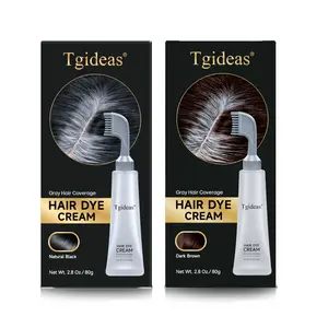 Tgideas Hair Dye Comb / Hair Dye Cream — Portable Home Use & Hyaluronic Acid, 100% Gray Hair Coverage, Black & Brown Available, 1 Box with Hair Dye Tools #SummerWins