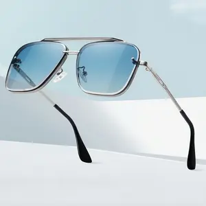 Fashion Square Pilot  Gradient Sunglasses| UV400 Polarized Shades for Men & Women |  Metal Sun Glasses Perfect for Beach & Street Style