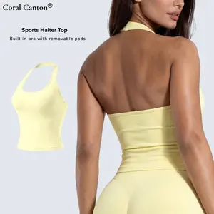 Coral Canton Sports Halter Top Summer vibes