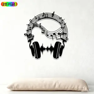 1pc Music Notes Headphone Metal Wall Art, Dynamic Music Notes Headphone Statue Mural, Ideal Gift for New Year, Christmas, Music Decor Enthusiasts,  Perfect for Living Room Wall & Garden Fence, Unique Music-Themed Home Decor