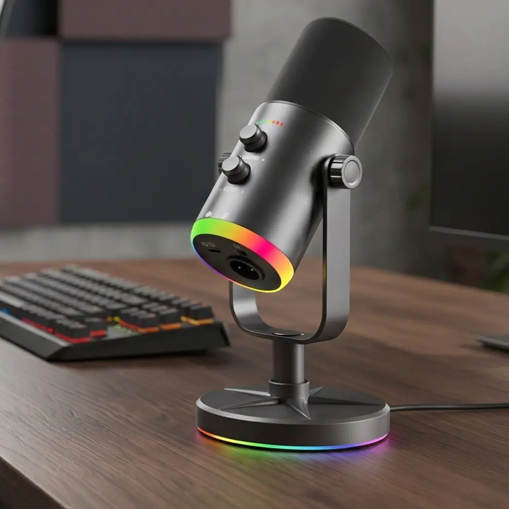 YU7 type-c XLR streaming gaming microphone, compatible with PC, PS4/PS5, RGB lighting effects, easy volume control, one-click mute, microphone with stand adapter, live streaming and podcast equipment, streaming gear #DealsForYouDays