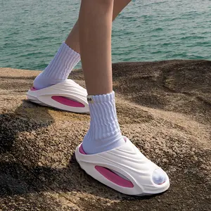 YASSIA Unisex EVA Outside Walking Slippers Comfortable Anti-Odor Anti-Slip Slippers for Relaxing After Exercise Casual Slide White-Pink Breathable Cushioned Wear-Resistant Footwear Boy Shoe Flipflop