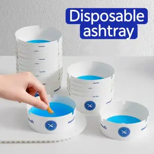 Disposable Ashtrays 25 Pcs Portable Thickened Ashtray with Ash Absorbing Balm for Offices Living Rooms Bedrooms Home White