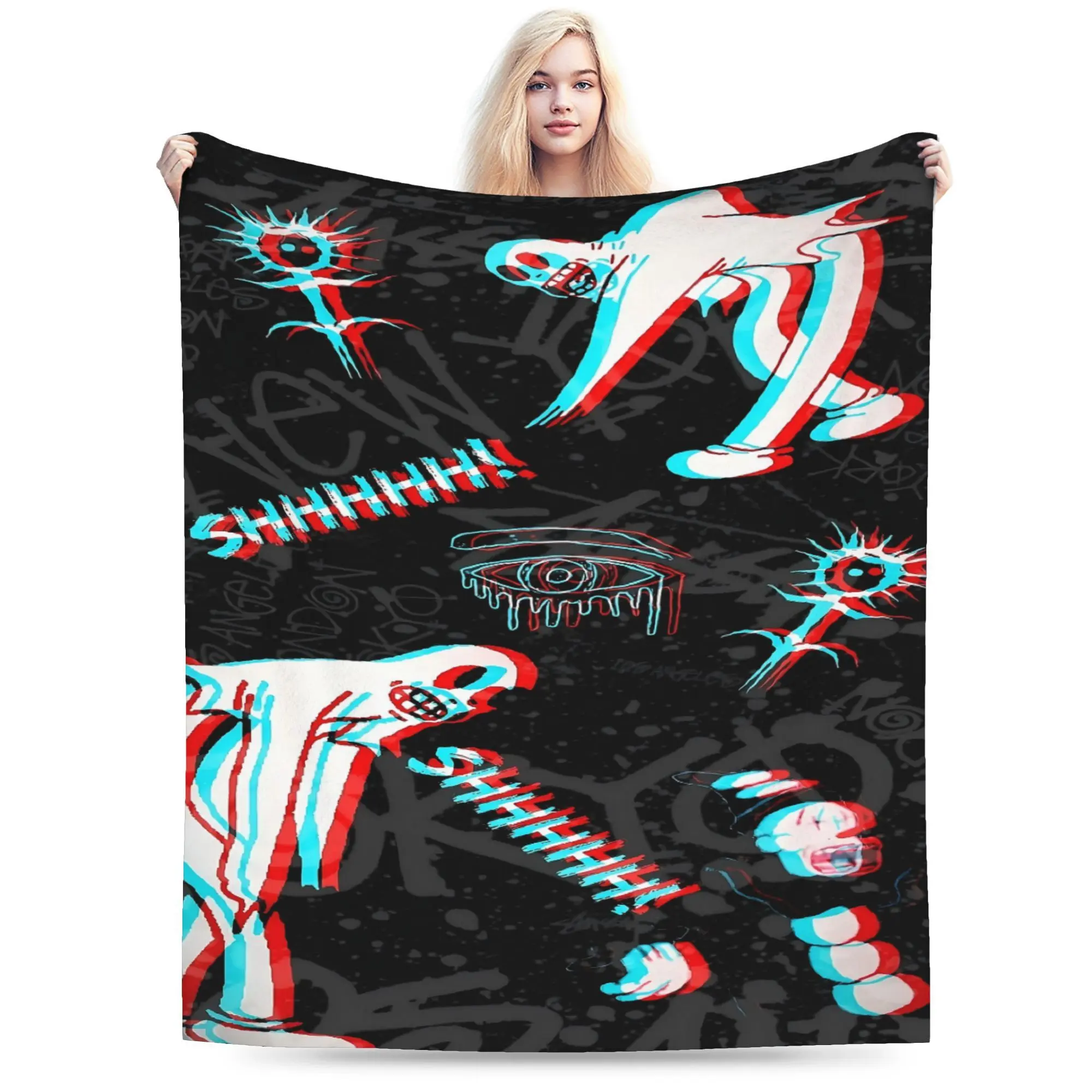 Ghostemane themed print ultra-soft flannel blanket, warm and comfortable, a must-have for sofas, bedrooms, and offices - Home Decor Accessories