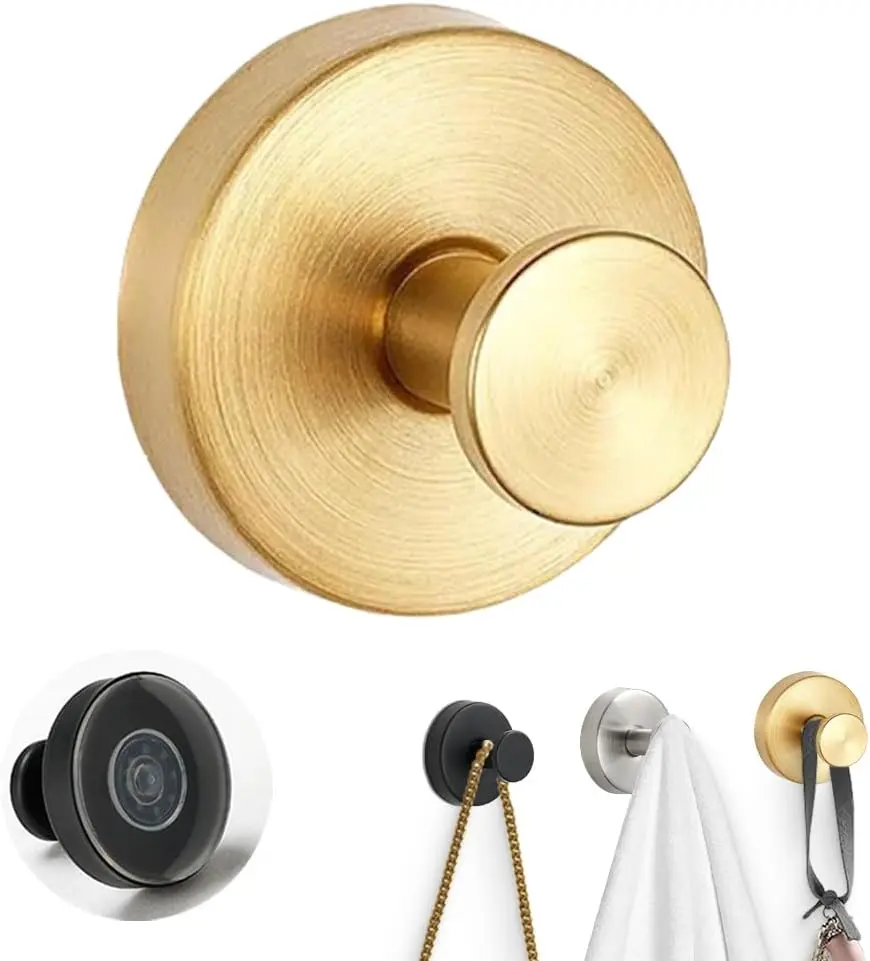 Gold wreath hanger, 22 lb strong stainless steel suction cup wreath hooks, 2-pack wreath door hangers for fall, Halloween, and Christmas decorations, welcome sign for front door indoor/outdoor, reusable holder