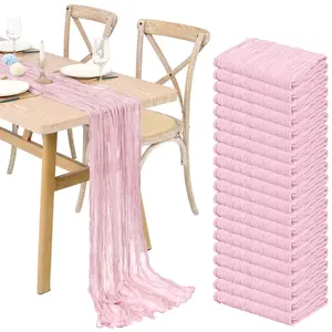 1/6/12/20-Pack Cheesecloth Table Runners 10FT (21.5"x120") – Boho Rustic Gauze Table Decor for Weddings, Valentine’s Day, Baby Shower, Bridal Shower, Birthday Parties, Romantic Dinners, Bridal Banquets, Dining Room Styling & 2026 Trendy Event Decor