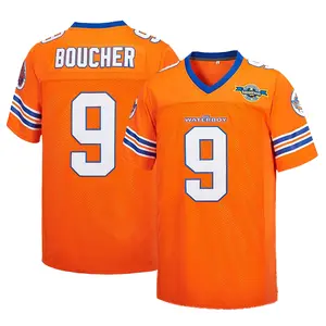 Bobby Boucher Football Jersey #9 The Waterboy Adam Sandler Mud Dogs Bourbon Bowl Movie Jersey，Letter Embroidery rugby Jersey