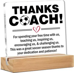 Soccer Coach Thank You Gifts, End of Season Soccer Gifts, Appreciation Gifts for Soccer Coach Clear Desk Decorative Sign Home Office Acrylic Decor