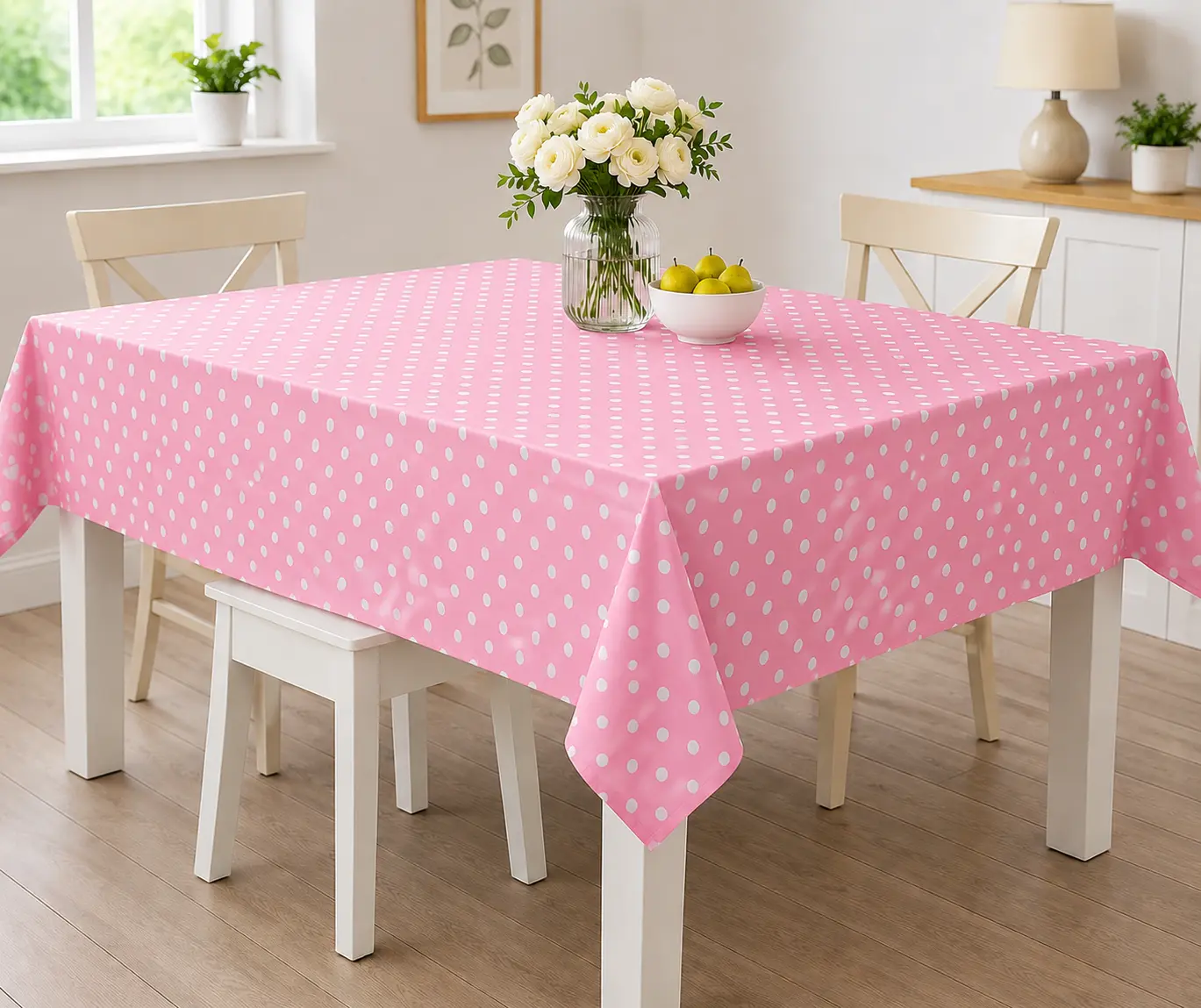 Simply Home Pink PEVA Rectangle Tablecloth (52x70") - Waterproof, Spill-Proof, Durable, Lightweight, Elegant, Modern Cover Protector for Kitchen Linens, Dining Room, Party Decor