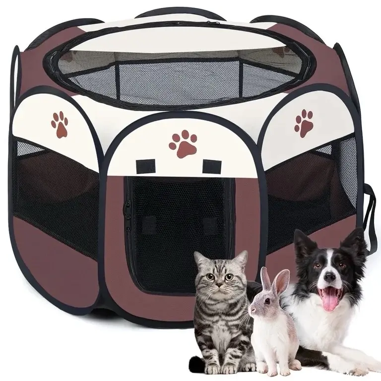 Portable Foldable Dog & Cat Enclosure - Cozy Space Pet House Furniture with Versatile Design for Indoor/Outdoor Use