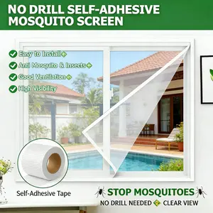Self-Adhesive Window Screen Mosquito Proof Easy Installation Economical High Quality Ventilation Good Visibility PP Material Strong Cuttable DIY Home Use