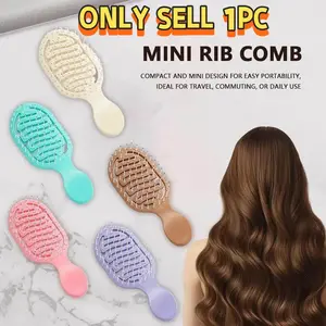 Mini Hollow Design Comb, Portable Two-In-One Dry Wet Brush, Compact Pocket Design, Durable Abs Plastic, Gentle Nylon Bristles, Travel Essential, Hair Detangling Comb