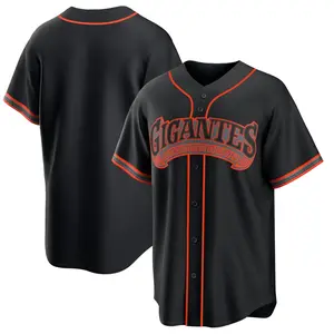 2026 Black Baseball Jersey with Orange Script Lettering and Piping - Replica Style