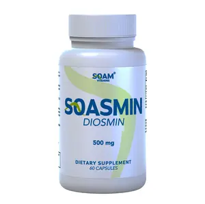 DIOSMIN 500 Mg SOASMIN Diosmin 90% Circulation Support 60 Capsules - SOAM VITAMINS - Free Formula for Veins & Blood Flow