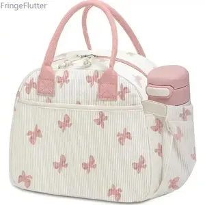 Corduroy Insulated Lunch Tote Bag | Waterproof & Oil-Resistant Reusable Food Bag for Work, School & Picnics