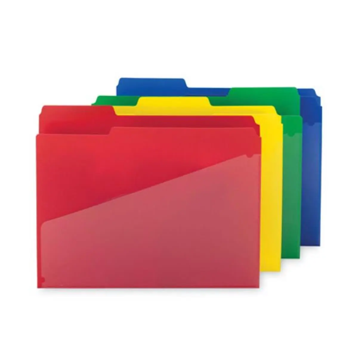 Smead SMD10541 1/3-Cut Tab Poly Folder for Letter-Size Documents, 11.63" Width x 9.5" Height, Assorted Colors - 12 per Pack, Ideal for Color Coding Files
