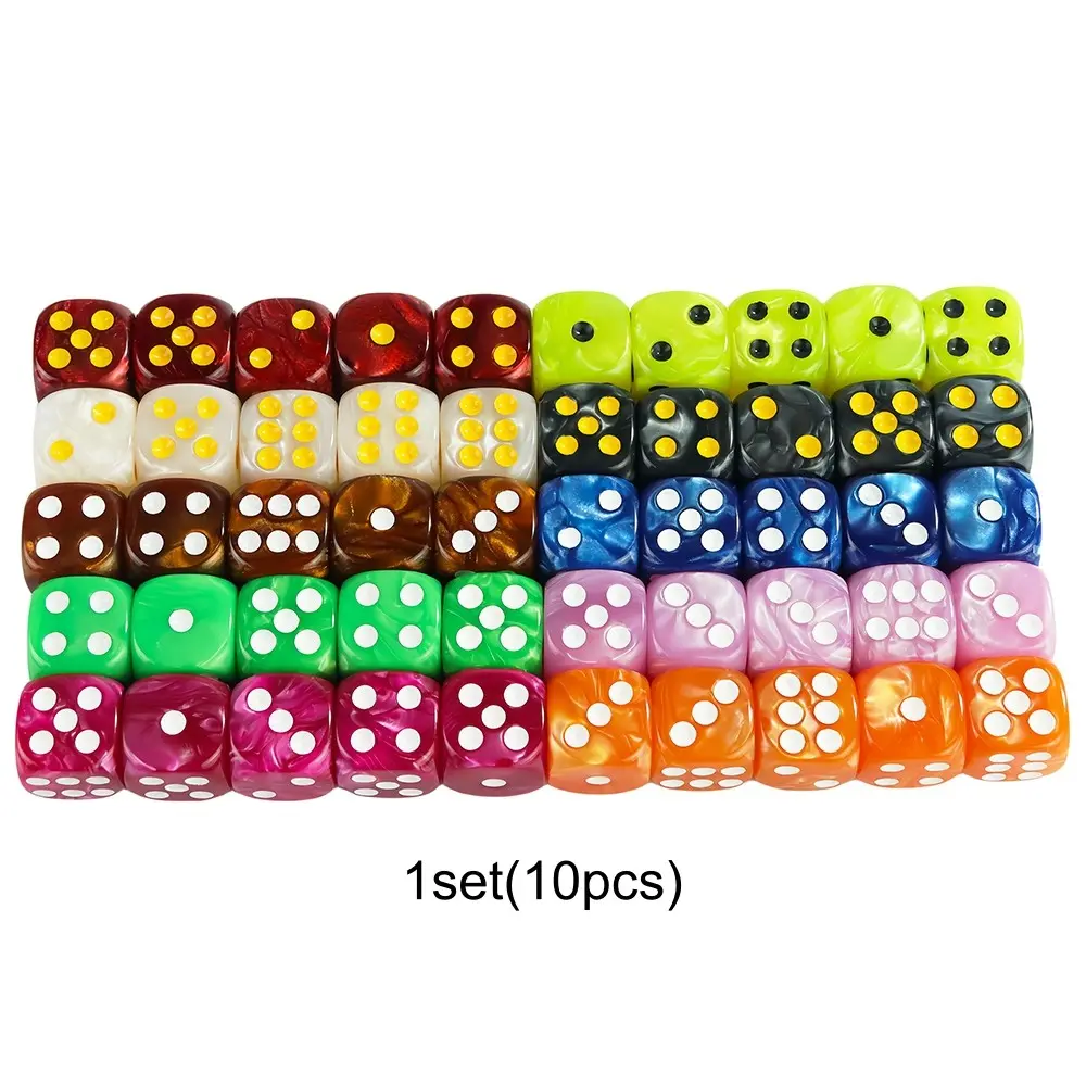 10 Piece Marble Acrylic D6 Dice Set, 16mm Multifunction Game Dice for Dungeons & Dragons, Rpg, Tabletop Games, Math Teaching Tools