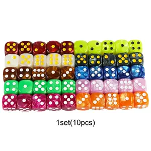 10 Piece Marble Acrylic D6 Dice Set, 16mm Game Dice for Dungeons & Dragons, Rpg, Tabletop Games, Math Teaching Tools