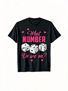 Funny Bunco Game Night T-Shirt Compatible for men & women - Retro Dice Numbered 1-10 Graphic & Pink Hearts, Soft Crew Neck Casual Fit Tee, Machine Washable for Bunco Parties & Group Game Nights (Unisex) 220G