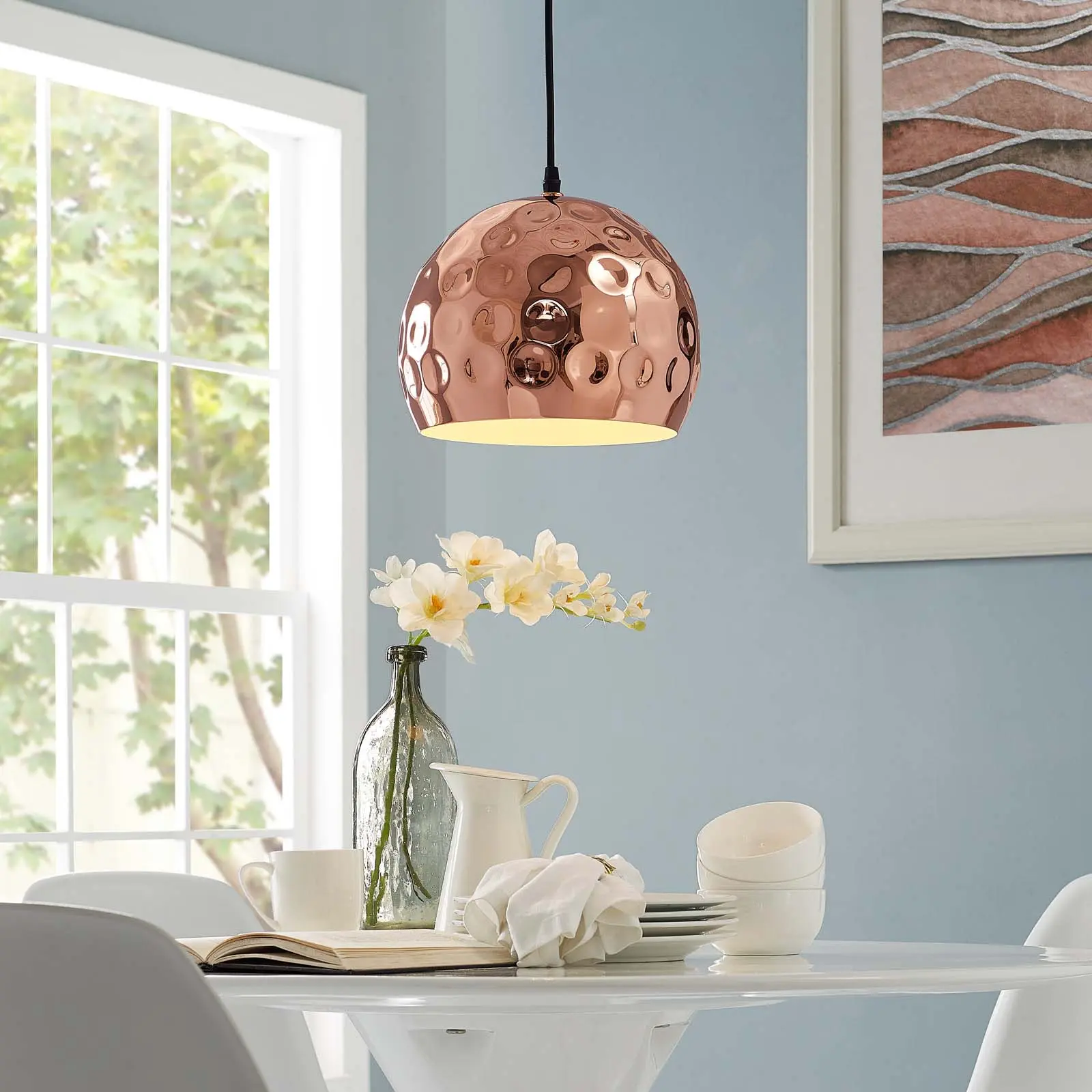 Modway Dimple 10" Half-Sphere Rose Gold Pendant Light