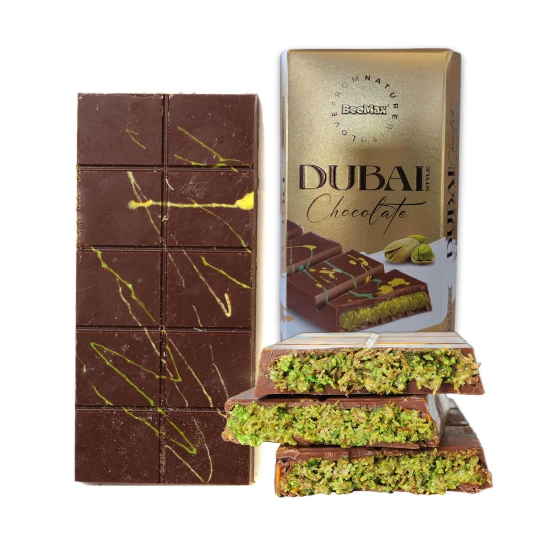 Authentic Dubai-Style Chocolate Bar 7 oz of Luxurious Middle Eastern Indulgence Premium Milk Chocolate, Golden Kadayif