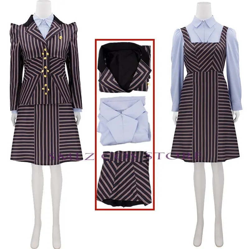 Elphaba Cosplay Costume Movie Witch Women Girls Stripe Suit Dress Uniform Set Halloween Anime Outfit Play for Woman